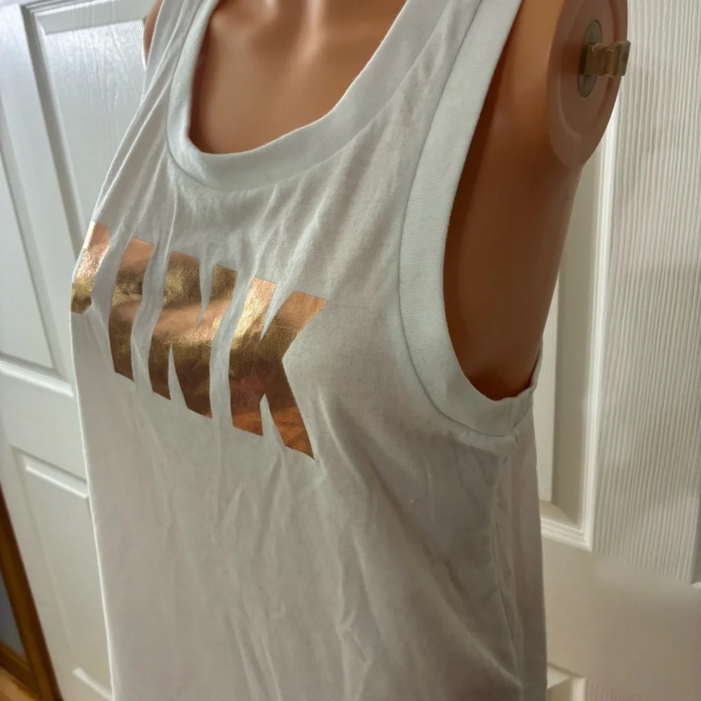 PINK Victoria's Secret White and Gold Tank Top - Picture 5 of 5